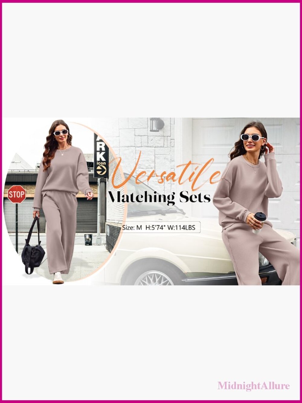 2 Piece Lounge Set - Oversized Sweatshirt & Wide Leg Sweatpants - Picture 6 of 7